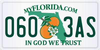 FL license plate 0603AS