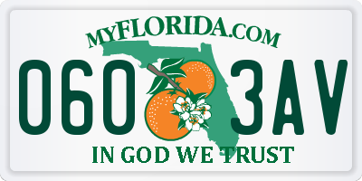 FL license plate 0603AV
