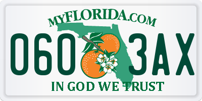 FL license plate 0603AX