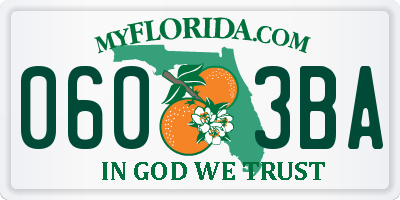 FL license plate 0603BA