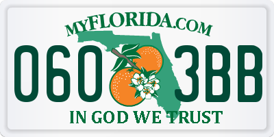 FL license plate 0603BB