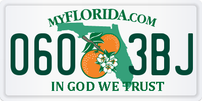 FL license plate 0603BJ