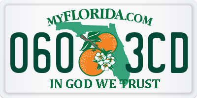 FL license plate 0603CD
