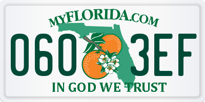 FL license plate 0603EF