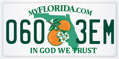 FL license plate 0603EM