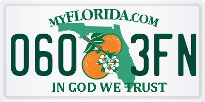 FL license plate 0603FN