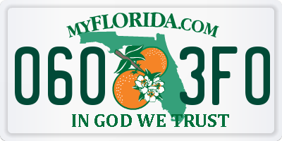 FL license plate 0603FO
