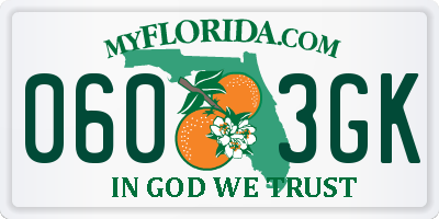 FL license plate 0603GK