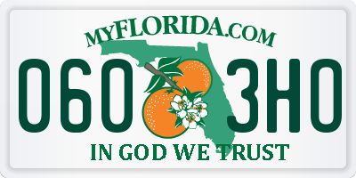 FL license plate 0603HO