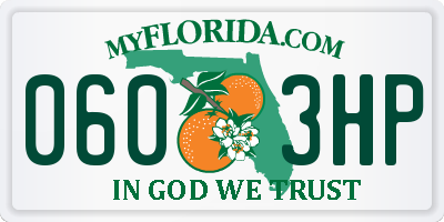 FL license plate 0603HP