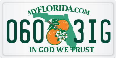 FL license plate 0603IG