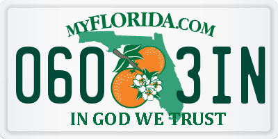 FL license plate 0603IN
