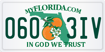 FL license plate 0603IV
