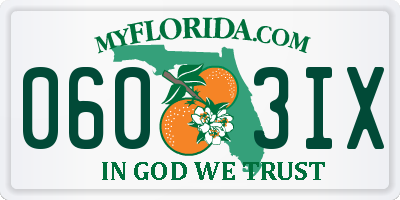 FL license plate 0603IX