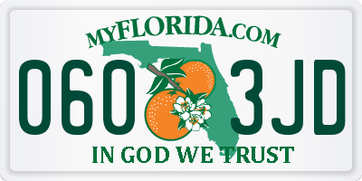 FL license plate 0603JD