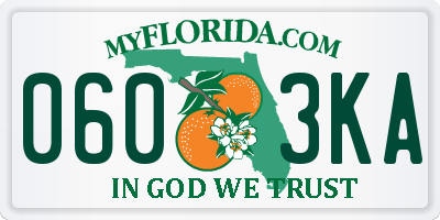 FL license plate 0603KA