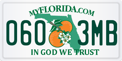 FL license plate 0603MB