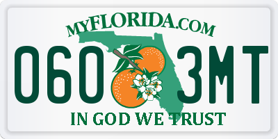 FL license plate 0603MT