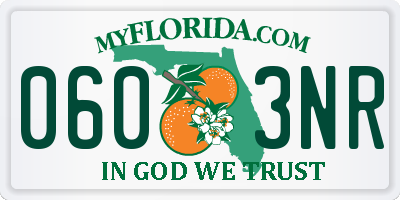 FL license plate 0603NR