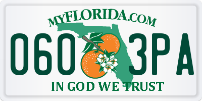 FL license plate 0603PA