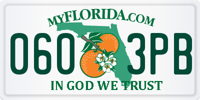 FL license plate 0603PB