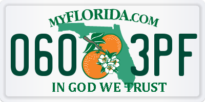 FL license plate 0603PF
