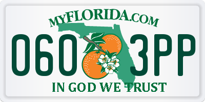 FL license plate 0603PP
