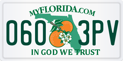 FL license plate 0603PV