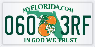 FL license plate 0603RF