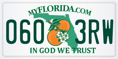FL license plate 0603RW