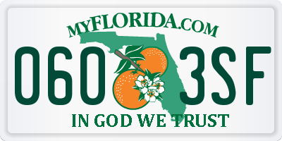 FL license plate 0603SF