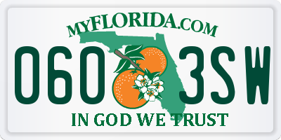 FL license plate 0603SW