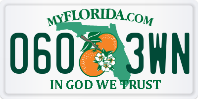 FL license plate 0603WN
