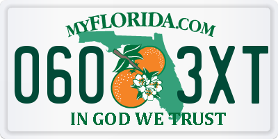 FL license plate 0603XT