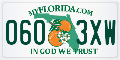 FL license plate 0603XW