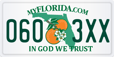 FL license plate 0603XX
