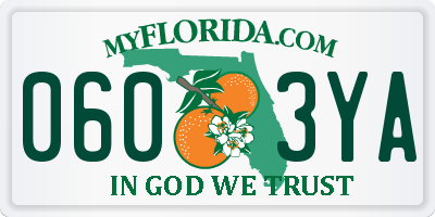 FL license plate 0603YA
