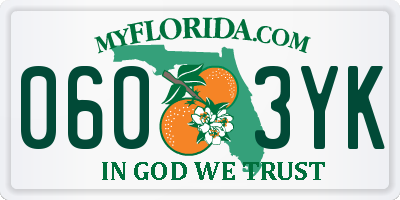 FL license plate 0603YK