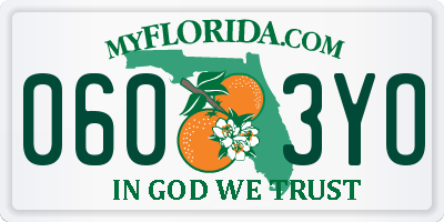 FL license plate 0603YO
