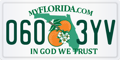 FL license plate 0603YV