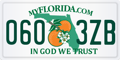 FL license plate 0603ZB
