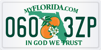 FL license plate 0603ZP