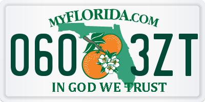 FL license plate 0603ZT