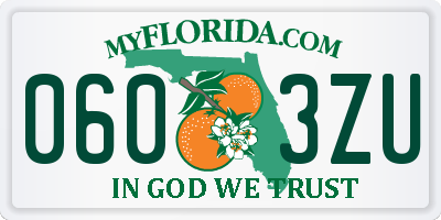 FL license plate 0603ZU