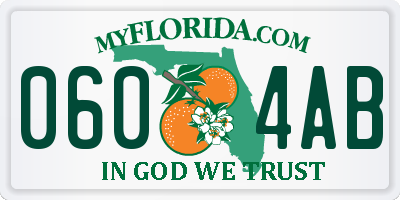 FL license plate 0604AB