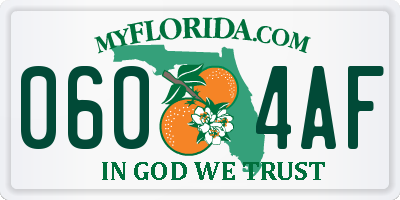 FL license plate 0604AF