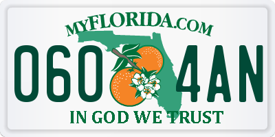 FL license plate 0604AN