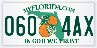 FL license plate 0604AX