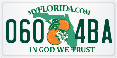 FL license plate 0604BA
