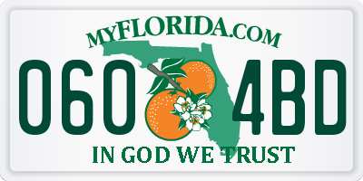 FL license plate 0604BD